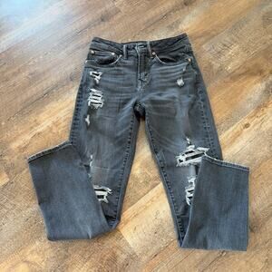 American Eagle AirFlex Distressed Black Skinny Jeans 28x32